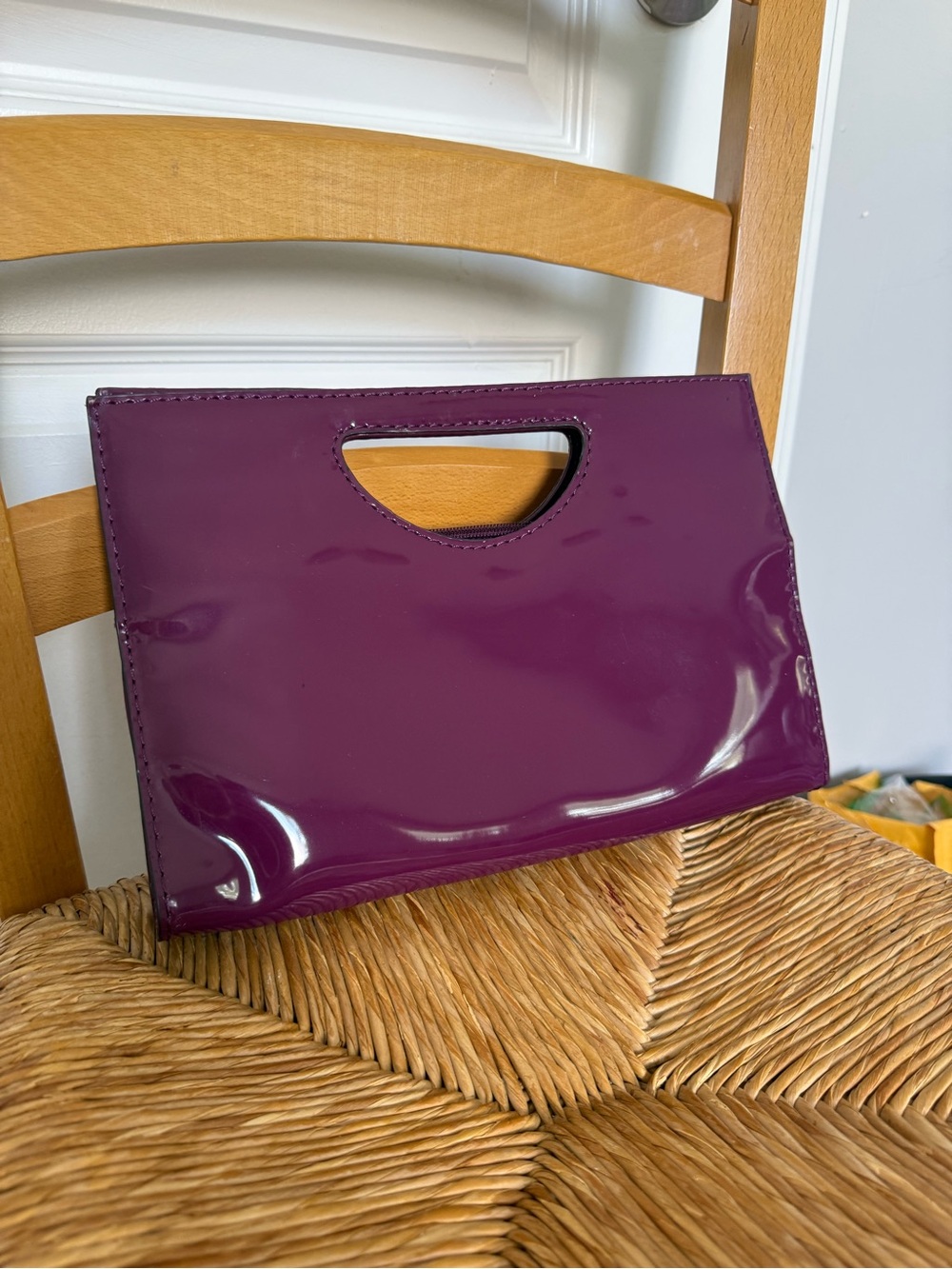 Gianni Bini Patent Plum Cutout Handle Clutch - Picture 2 of 6